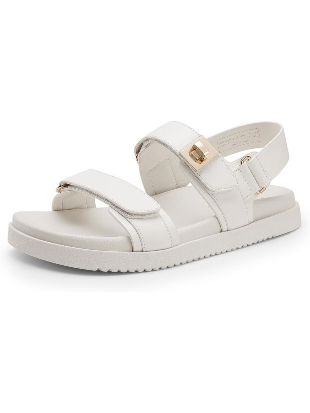 Women's Comfortable Open Toe Flat White Sandals Fashion One Band Summer Sandals